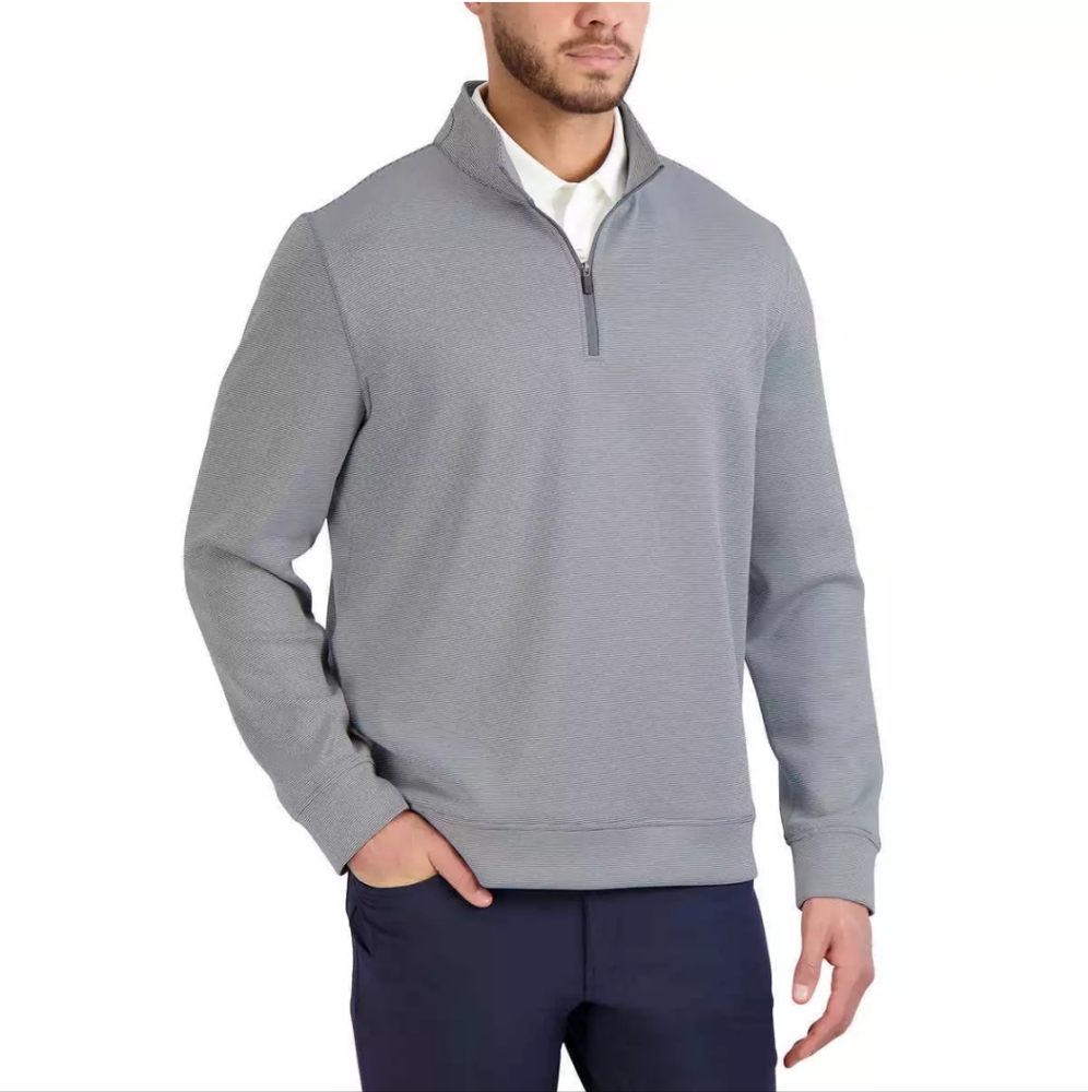 Hickey Freeman Comfort Stretch Quarter Zip Pullover Striped Sweater XXL